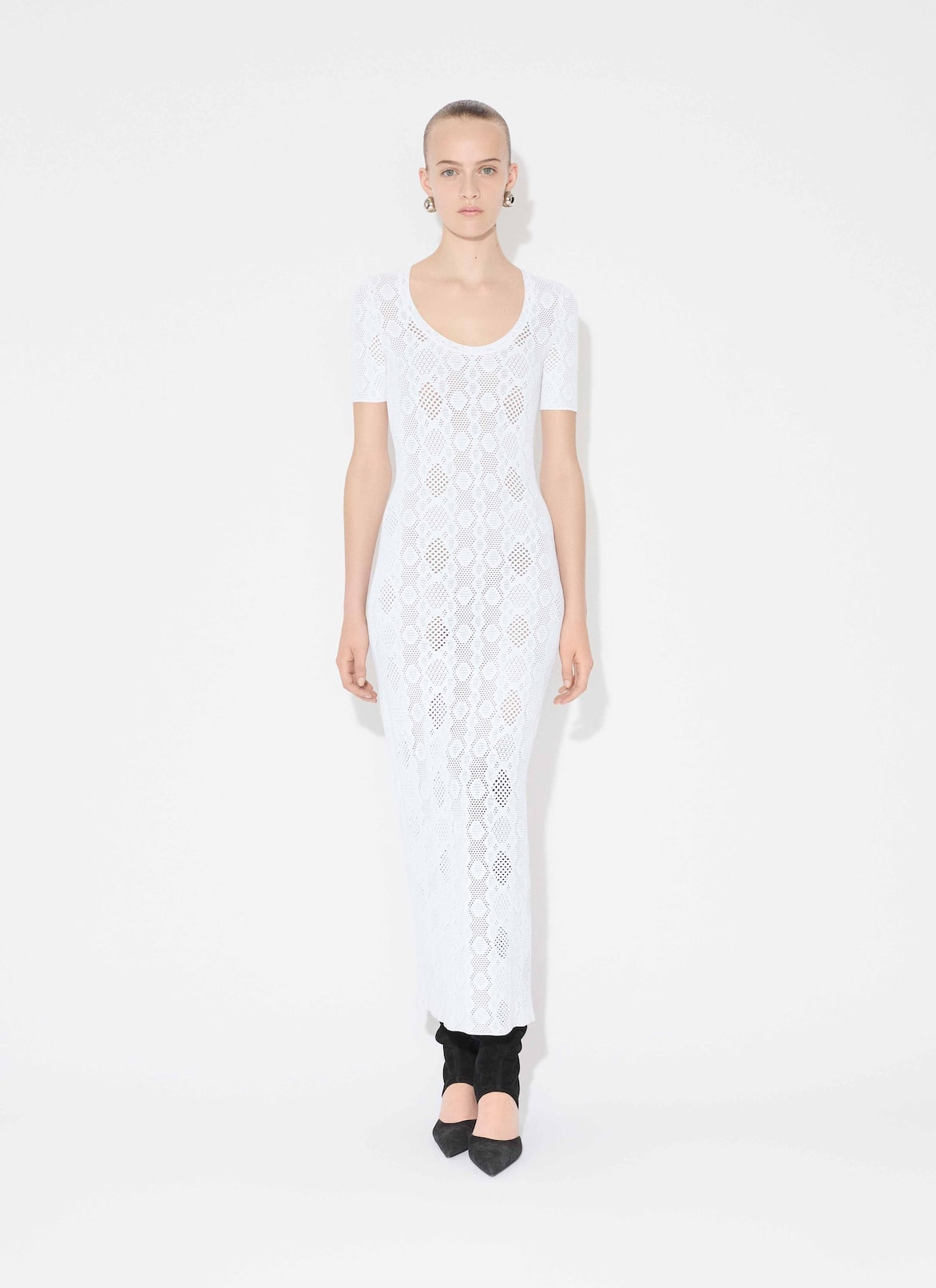 PYTHON LACE KNIT DRESS ALAÏA WHITE PYTHON LACE KNIT DRESS